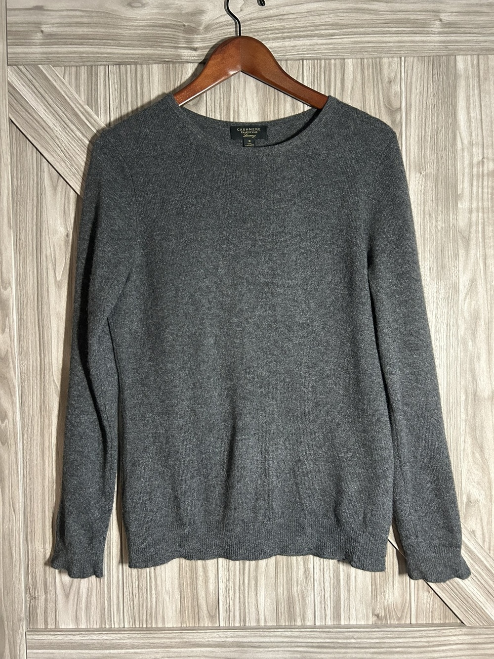 Charter Club Luxury 100% Cashmere Gray Crewneck Sweater Size M
